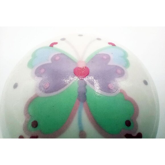 Butterfly Trinket Box Painted Porcelain Vintage 1989 Jewelry Holder 2.5 Inches - Picture 4 of 13
